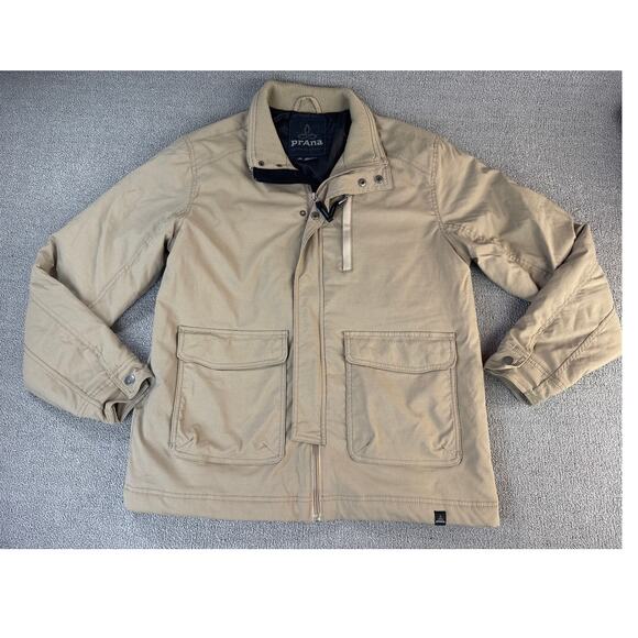 Prana Breathe Mens Zip Up Jacket Coat Outdoor Tan Size Large - Picture 1 of 11